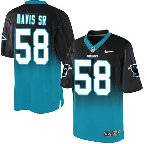 Nike Panthers #58 Thomas Davis Sr Black/Blue Men's Stitched NFL Elite Fadeaway Fashion Jersey